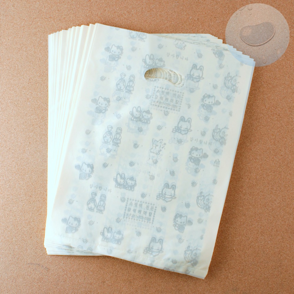 손잡이 봉투 비닐 쇼핑백 100p 베이지 27cm 비닐봉투 비닐백 비닐봉지