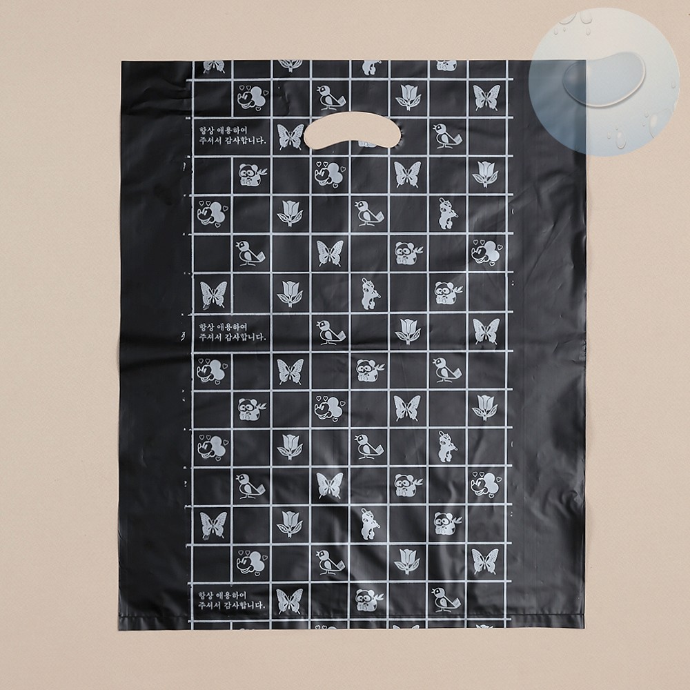 Oce 손잡이 봉투 비닐 쇼핑백 100p 검정 45x55 접착비닐 비닐백 포장 비니루
