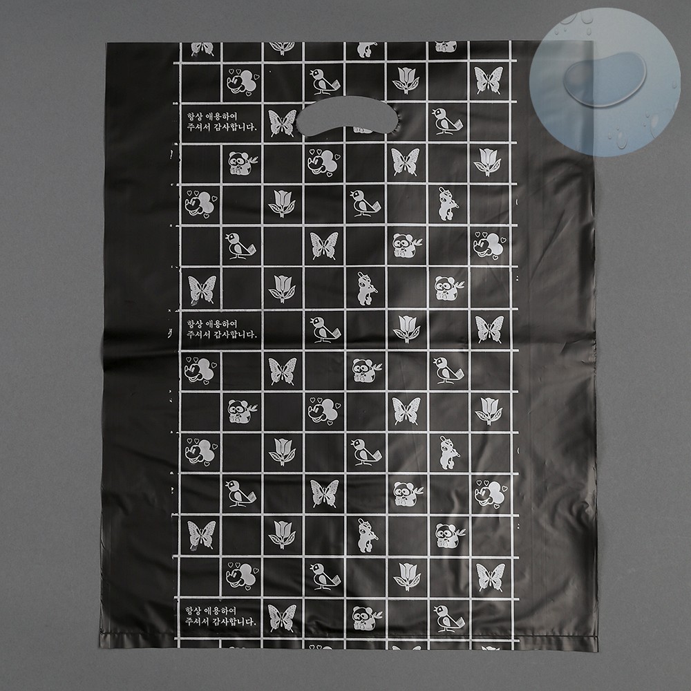 Oce 손잡이 봉투 비닐 쇼핑백 100p 검정 40x50 비닐봉지 포장 비니루 포장백