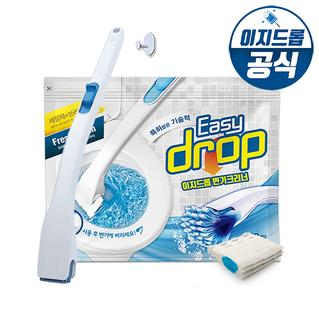 이지드롭 변기크리너 블루핸들1개+리필1팩(12개입/향 선택)세트 / 변기청소 변기청소솔 변기솔 변기세정제