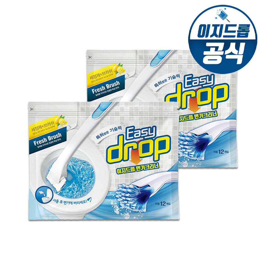 이지드롭 변기크리너 리필2팩(24개입/향 선택 가능/ 핸들 미포함) / 변기청소 변기청소리필 변기청소솔