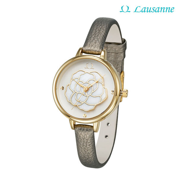[Lausanne] 로잔 장미 자개 가죽 시계, LN2342-GDOV(골드)