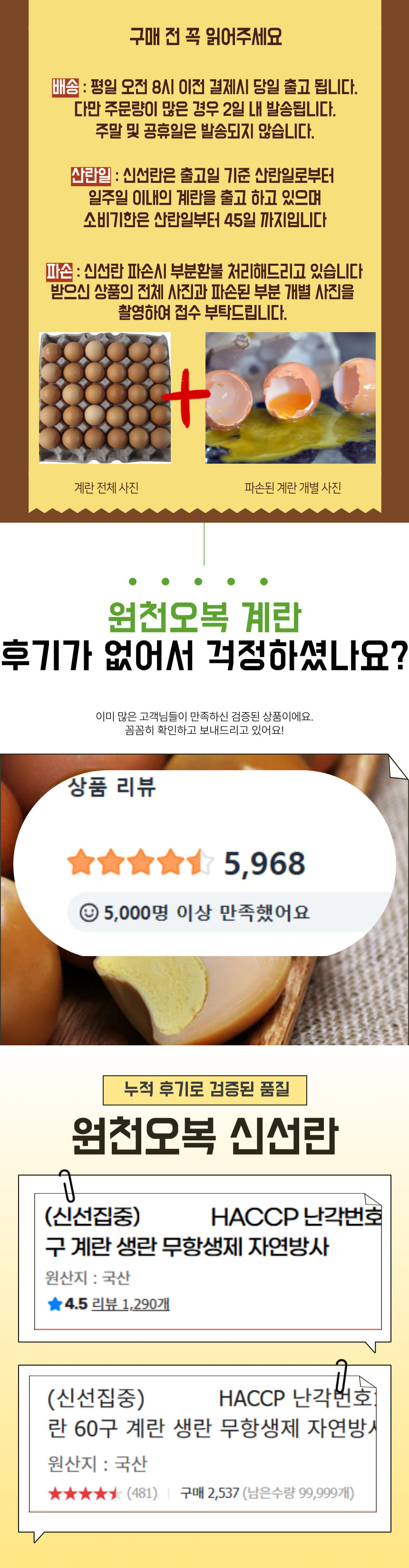 [원천오복] 자연방사 1번난각 동물복지 2번난각 신선 계란 20구 30구 40구 60구