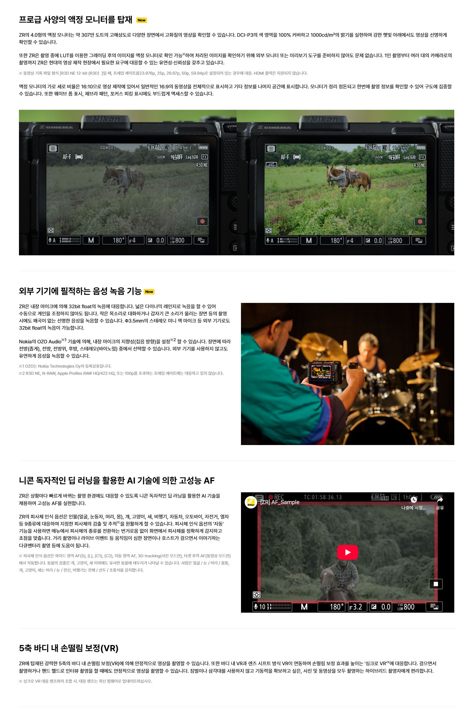NIKON 니콘 ZR 케이지 세트 미러리스 RAW촬영 캠 렌탈 상세 정보 5