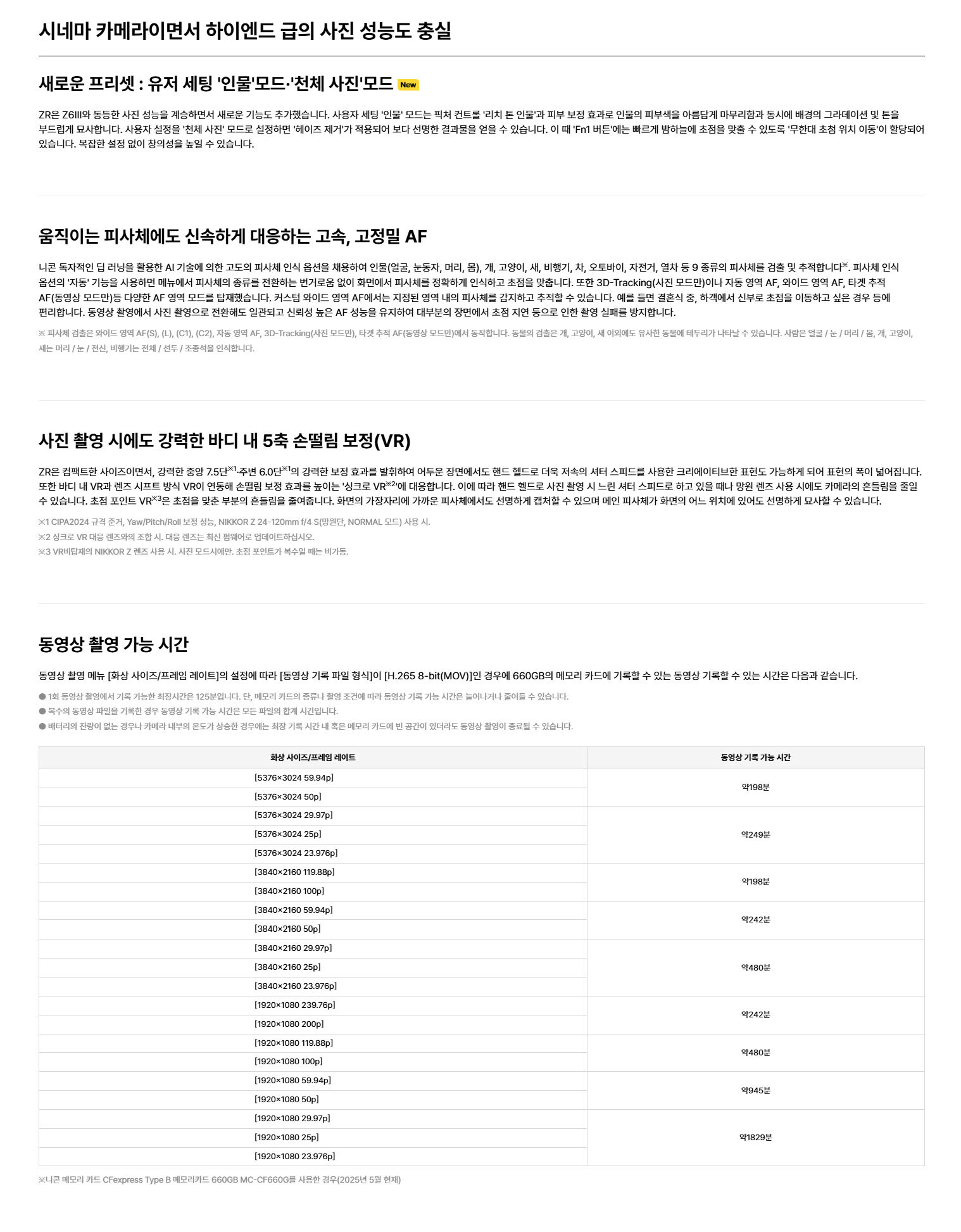 NIKON 니콘 ZR 케이지 세트 미러리스 RAW촬영 캠 렌탈 상세 정보 8