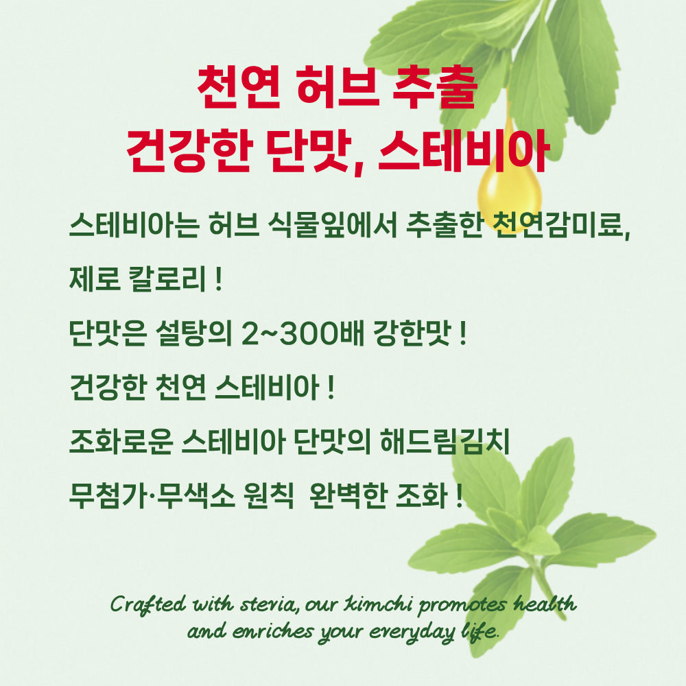 스테비아는 천연 허브 ? 무설탕 건강김치 설명
