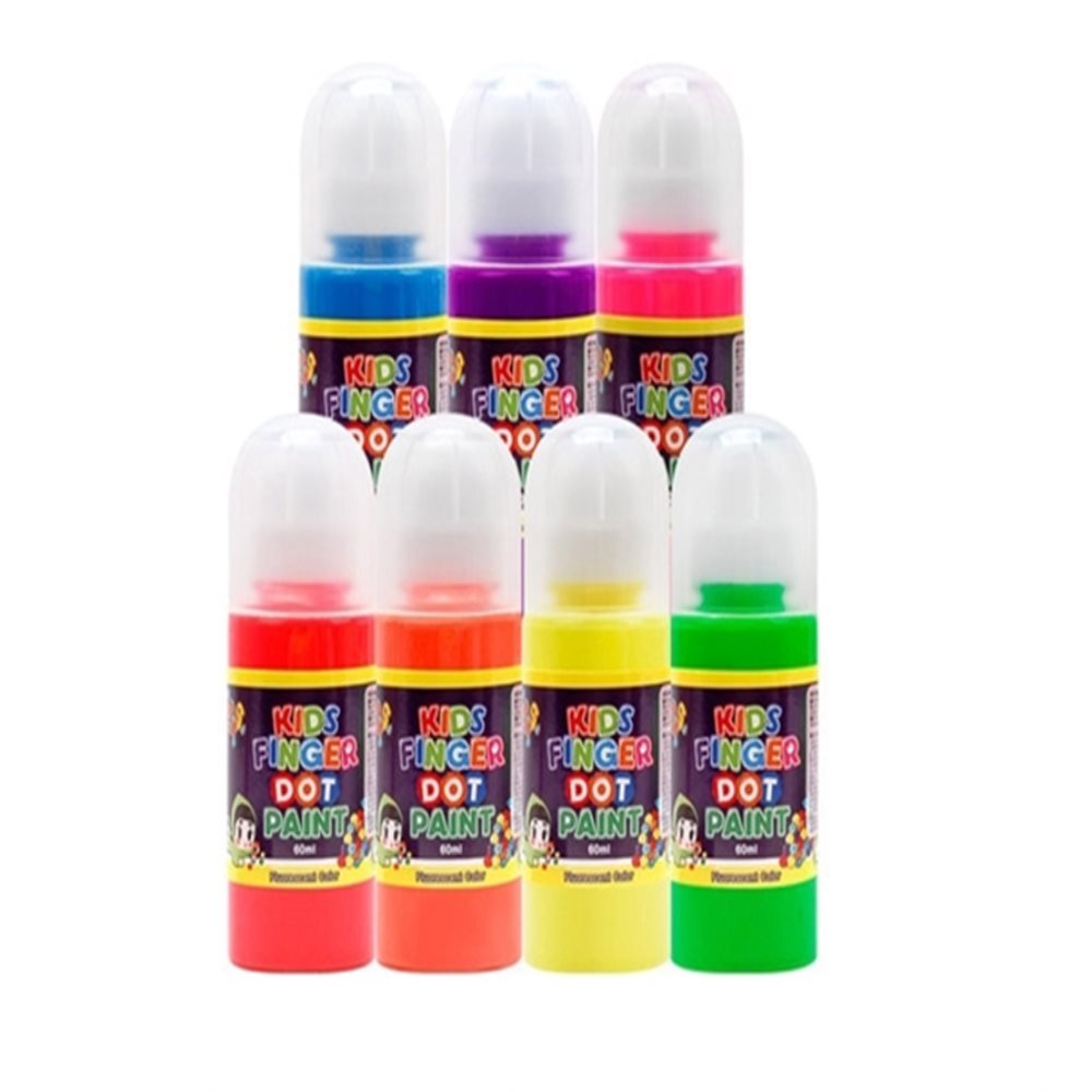 핑거 도트 페인트 형광색 60ml x 7색 도트물감 아기물감놀이 워셔블물감