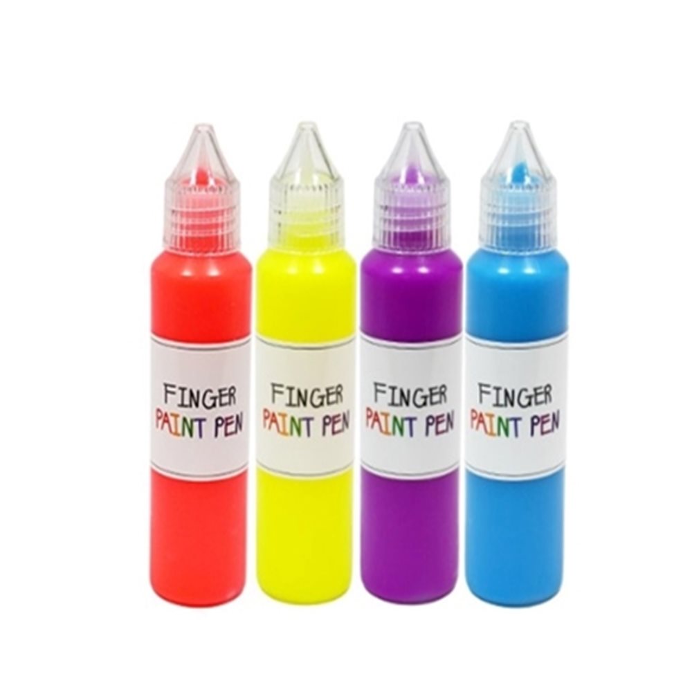 핑거 페인트펜 형광 히아신스 세트 50ml x 4색 잘지워지는물감 워셔블물감 핑거페인트물감