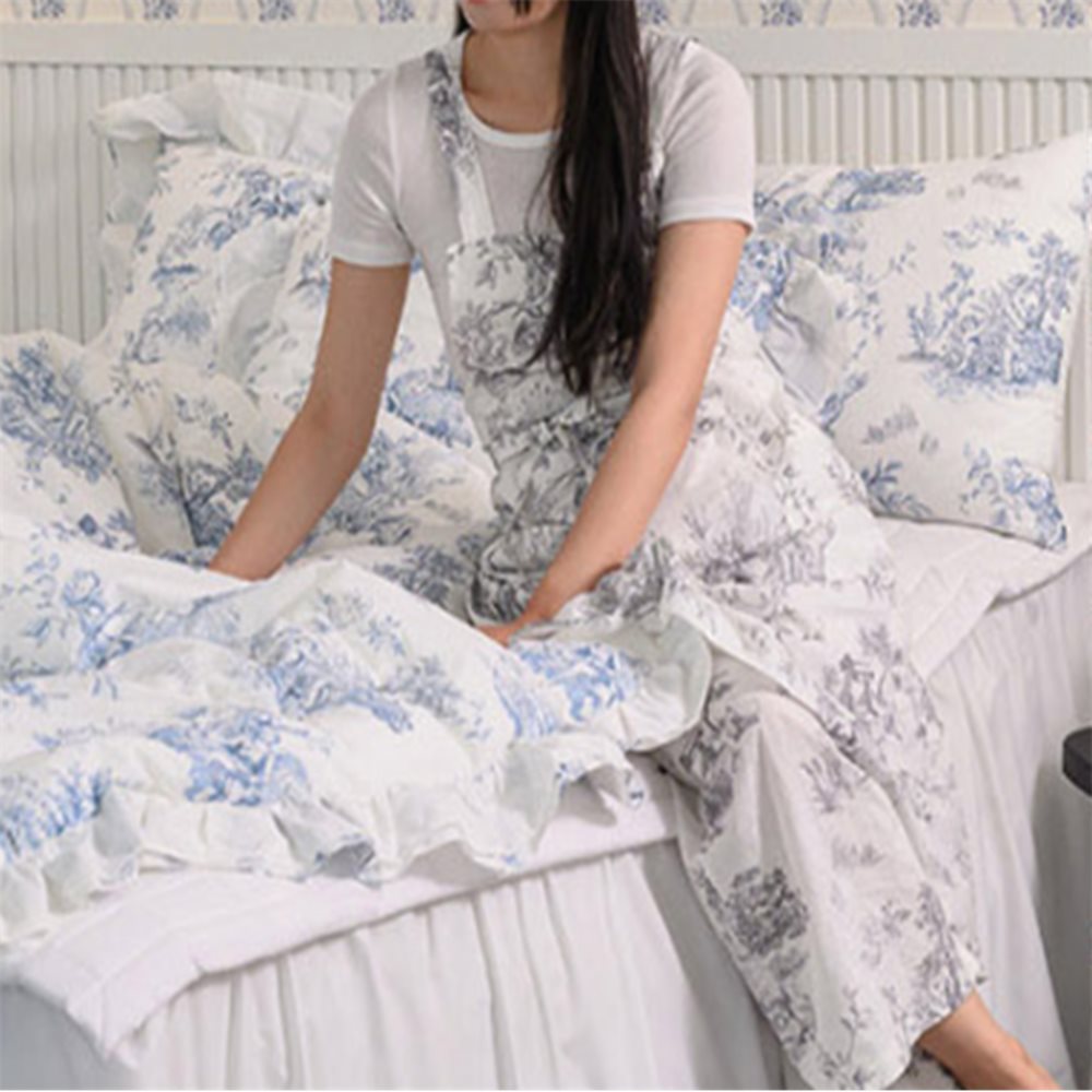 이불 30수 광목 겹프릴 차렵이불 슈퍼싱글 블루 슈퍼싱글이불 30수면이불 사계절차렵이불
