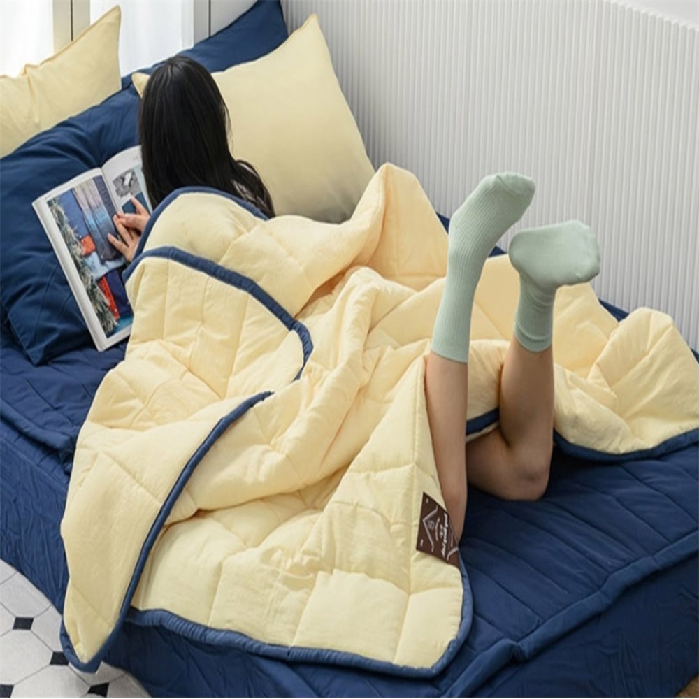 이불패드세트 간절기 이불 퀸 Q 옐로우 브로이 패드 네이비 감성이불 봄차렵이불 부드러운차렵이불