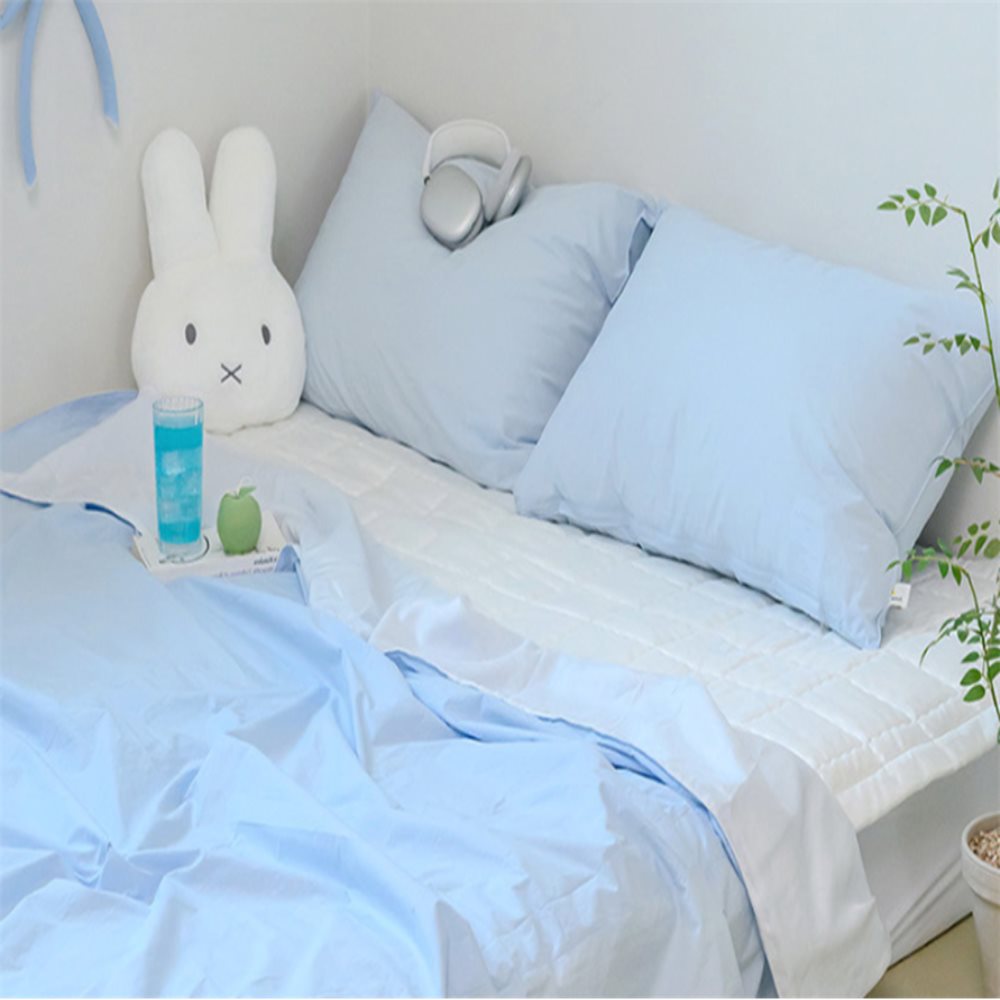 60수 냉감 겹이불 베개 퀸 Q 블루 베개솜 별매 쿨이불 퀸침구세트 털안붙는이불