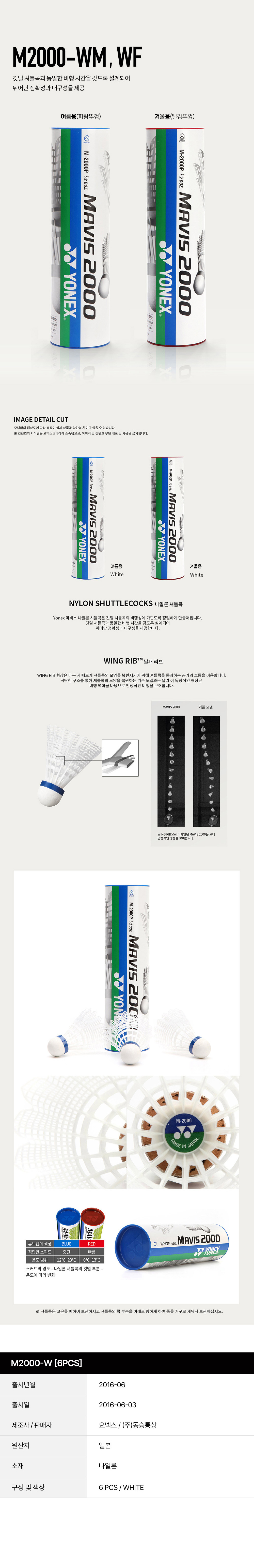 요넥스 배드민턴 셔틀콕 나일론 6개입