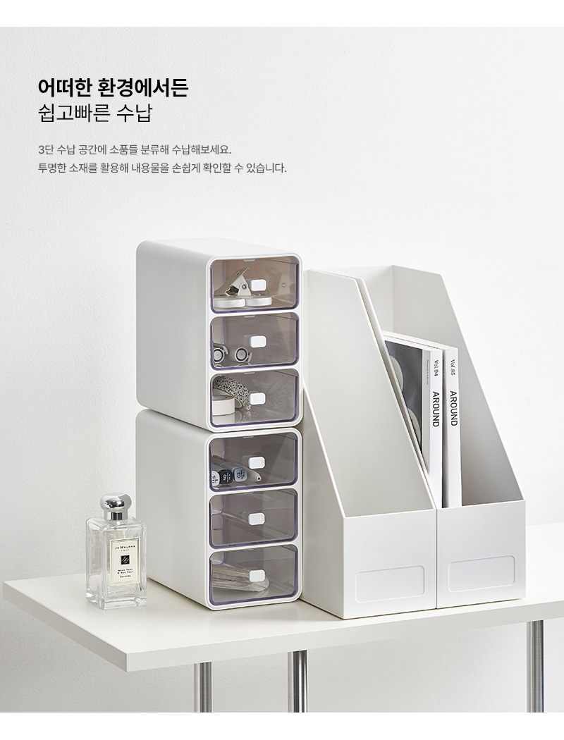데스크 투명 미니서랍 3단 책상 미니 정리함 데스크테리어 상세 이미지 2