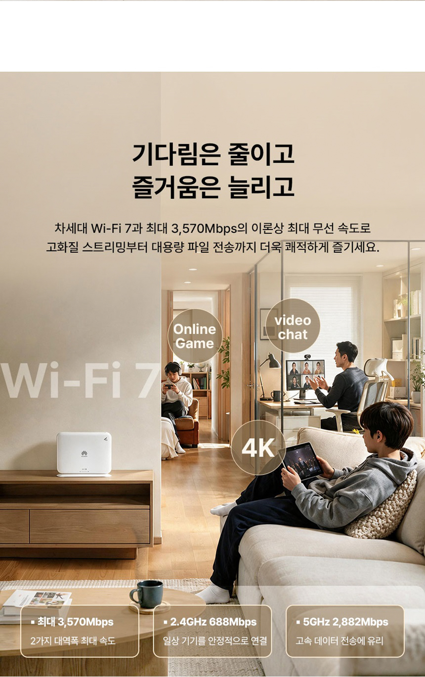 화웨이 eKitStor FG736 BE3600 와이파이7 유무선 공유기