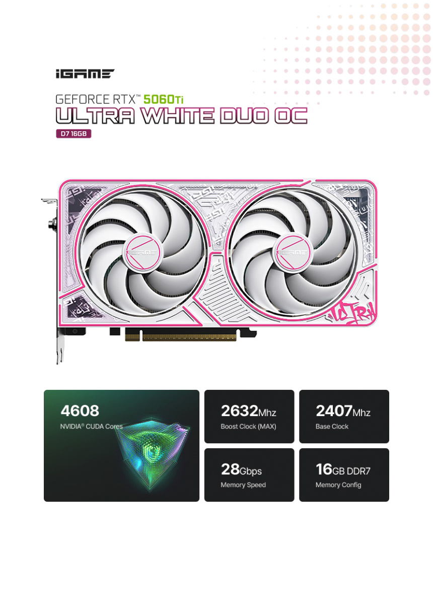 COLORFUL 컬러풀 iGame RTX 5060 Ti ULTRA DUO OC White D7 16GB 도우정보
