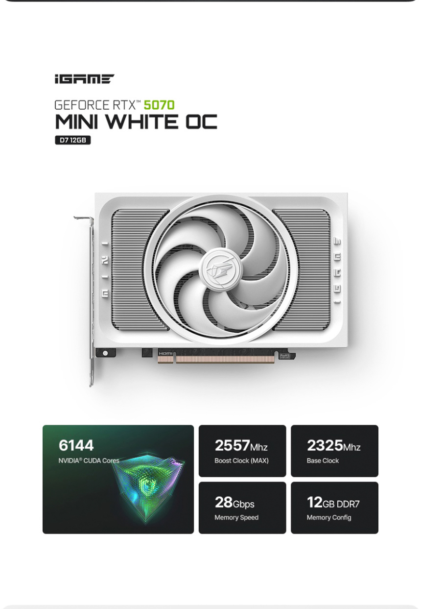 COLORFUL 컬러풀 iGame 지포스 RTX 5070 MINI OC White D7 12GB 도우정보