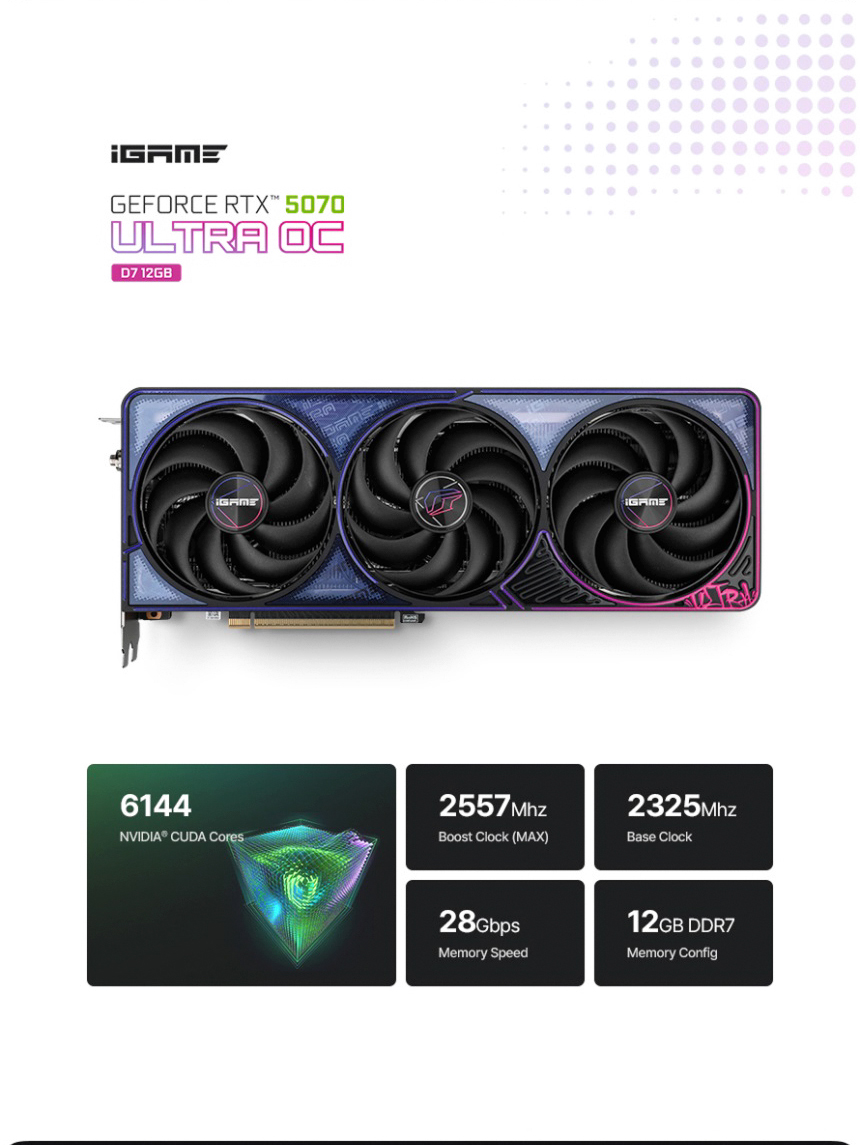 COLORFUL 컬러풀 iGame 지포스 RTX 5070 ULTRA OC D7 12GB 도우정보