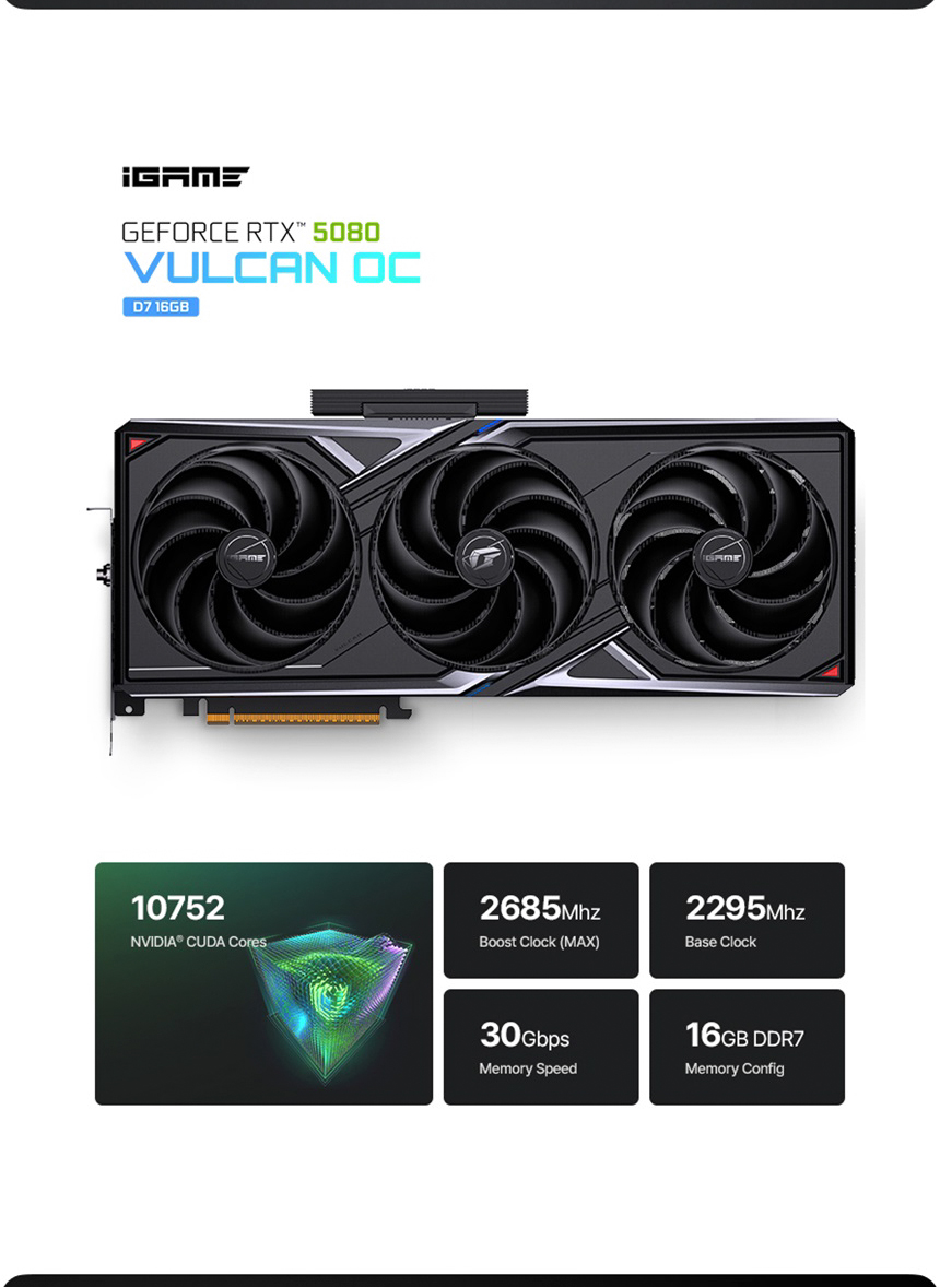 COLORFUL 컬러풀 iGame 지포스 RTX 5080 VULCAN OC D7 16GB 도우정보