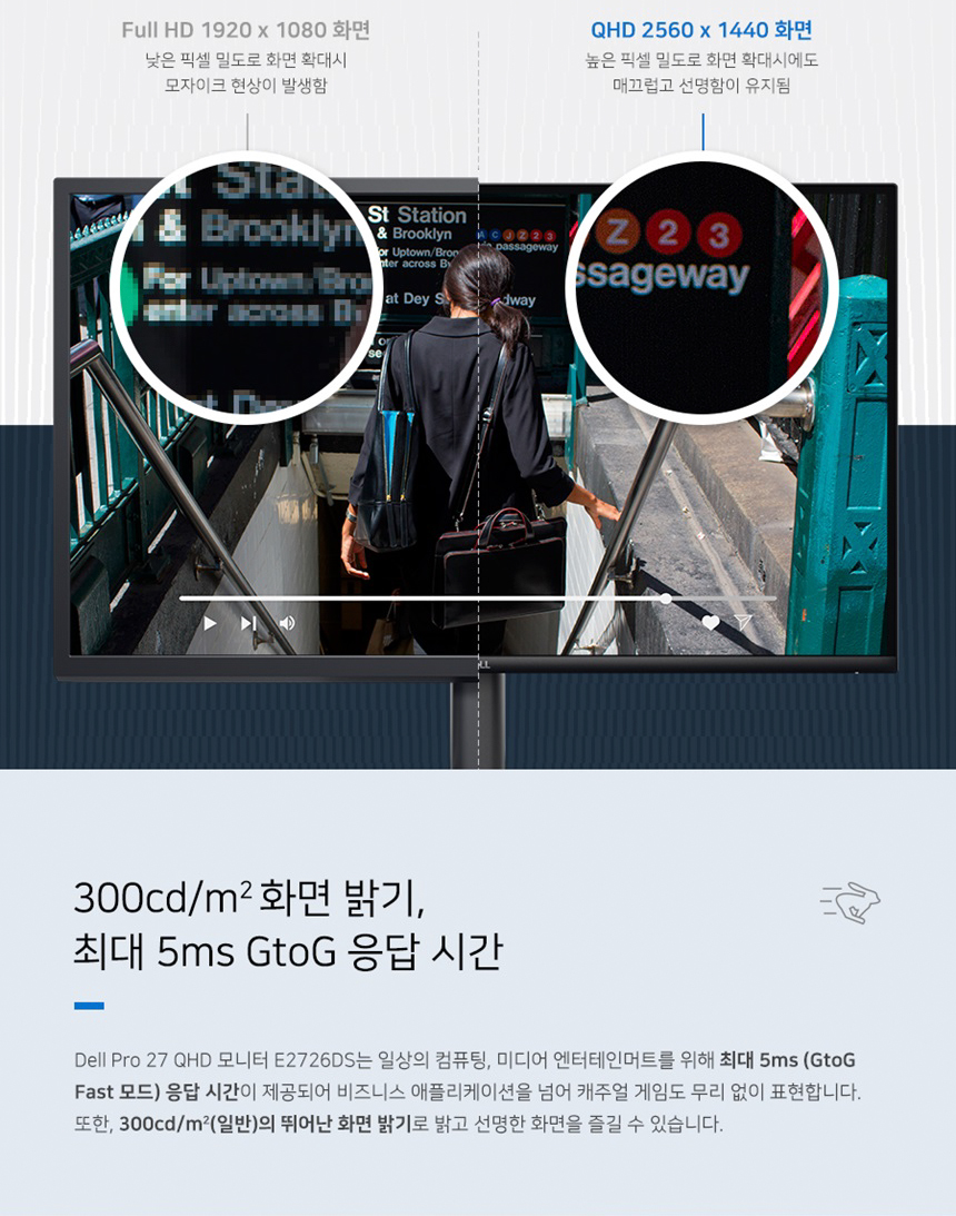 DELL Pro E2726DS 27형 멀티스탠드 게이밍 사무용 모니터 (QHD/IPS/100Hz)