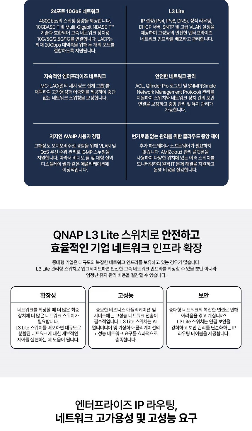 [큐냅] QNAP QSW-M3224-24포트 10Gbps 스위치허브
