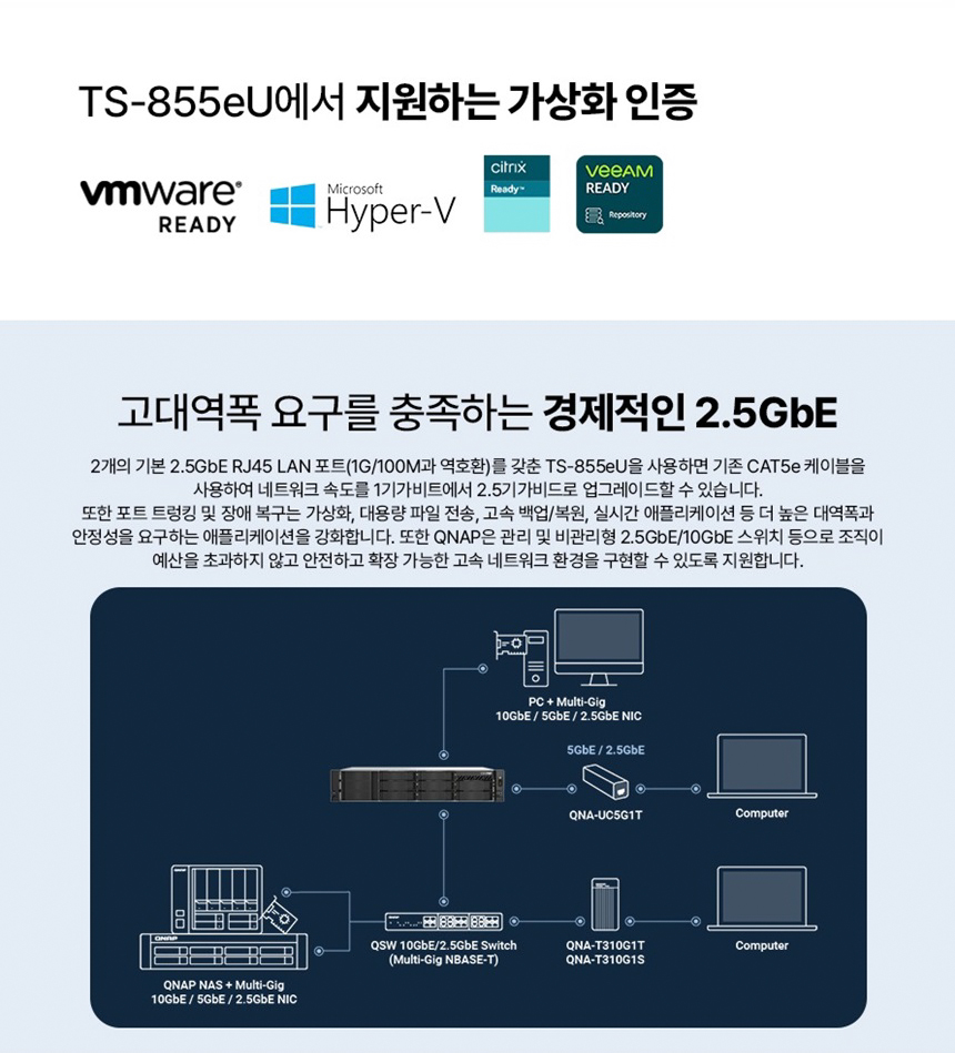 [큐냅] QNAP TS-855eU 8BAY NAS 랙마운트 [하드 미포함]
