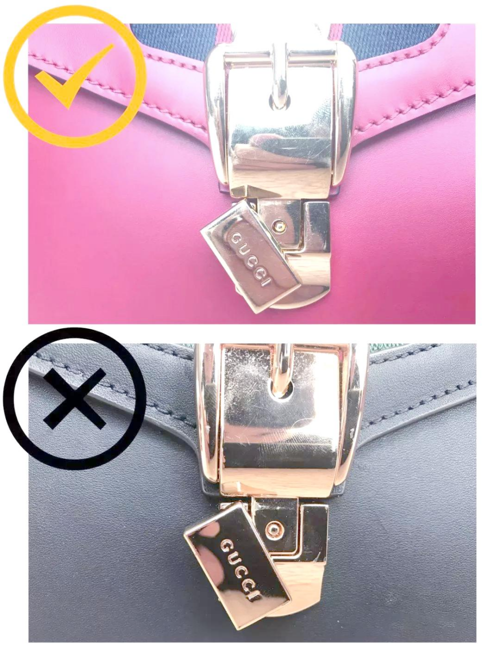 GUCCI 로고 폰트 정가품 비교