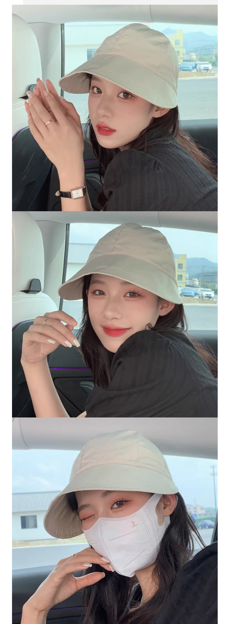챙넓은모자 보닛햇 버킷햇 벙거지 썬캡 여름 골프 휴양지 바캉스 비치 바스락 스트링 상세 이미지 11