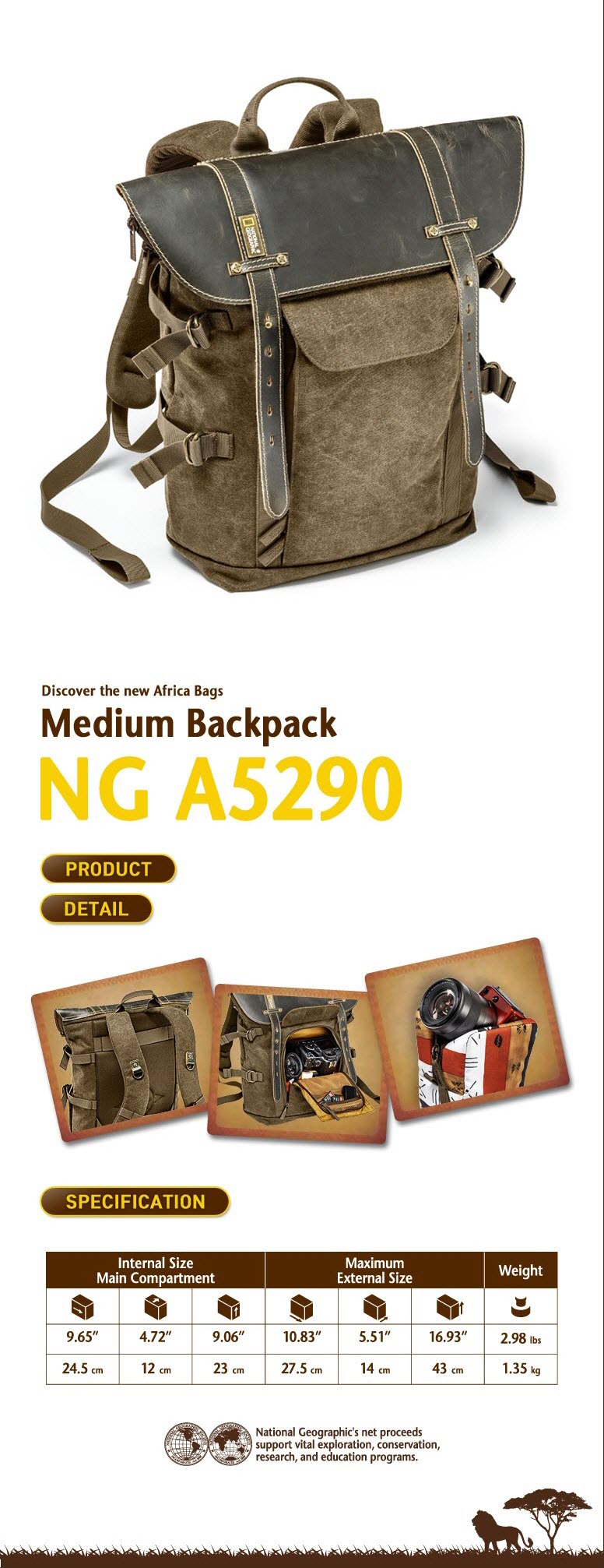 New National Geographic NG A5290 Medium Backpack Camera Bag For Camera