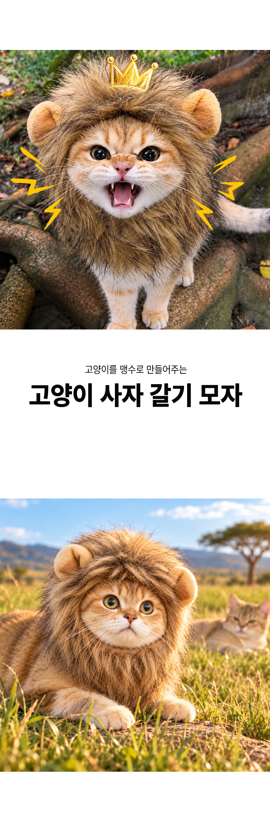 고양이 사자 갈기 털 강아지 반려동물 의상 코스튬 할로윈 상세 이미지 3