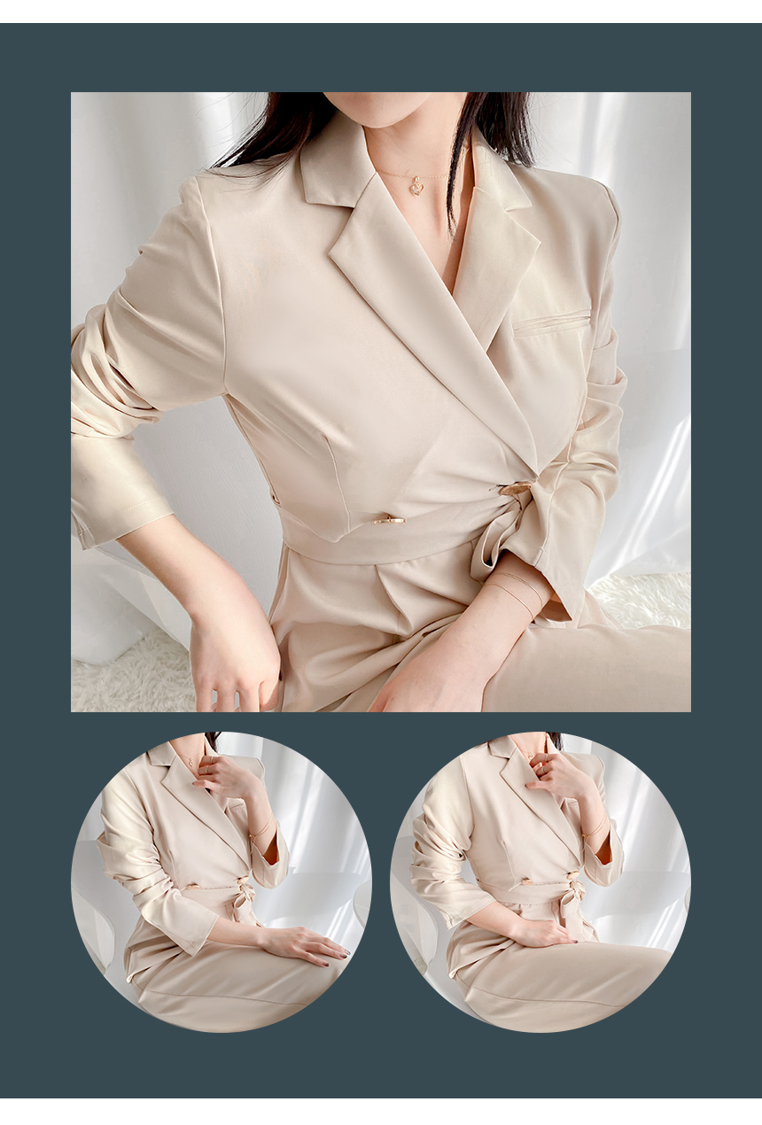 [인기/후기만족] 달라 하이웨스트 점프수트 2color 블랙 베이지 /  카라 벨트세트 데일리 키작녀 점프슈트 와이드핏 슬랙스 팬츠 정장 결혼식  하객룩 데이트룩 오피스룩 상세 이미지 21