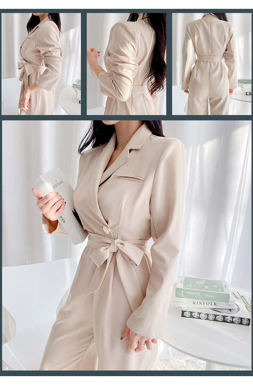 [인기/후기만족] 달라 하이웨스트 점프수트 2color 블랙 베이지 /  카라 벨트세트 데일리 키작녀 점프슈트 와이드핏 슬랙스 팬츠 정장 결혼식  하객룩 데이트룩 오피스룩 상세 이미지 22