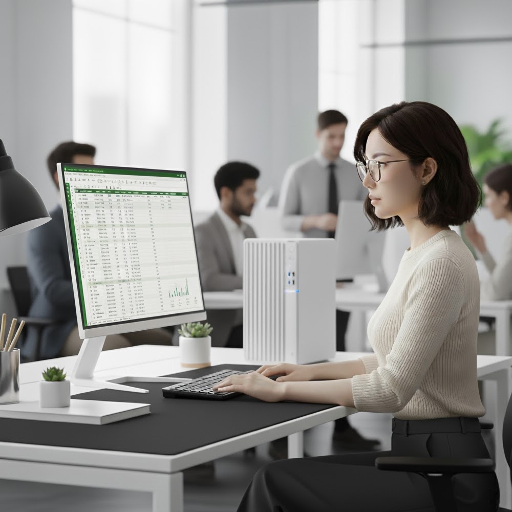 주연테크 브웨이 AI PC 오프라인GPT 사무젠 플러그인 데스크탑라이젠 5500GT 내장그래픽 윈도우11 오피스 PCD1v55GSPOW-16G512G 화이트