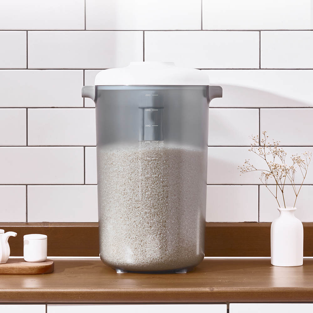 [주말특가]보만 대용량 원터치 무선 진공 쌀 보관 통 20kg 밀폐용기 분리세척가능 이동용바퀴 VR2210W