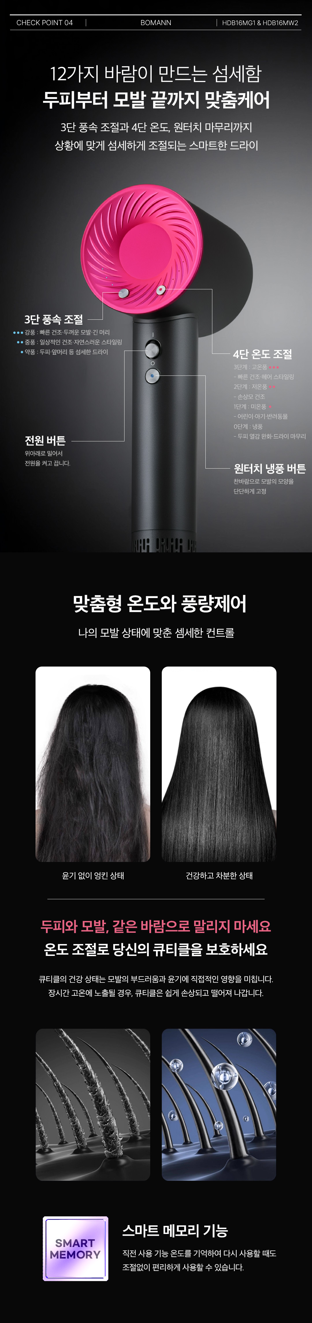 보만 에어핏 초고속 BLDC 헤어 드라이기 화이트/그레이