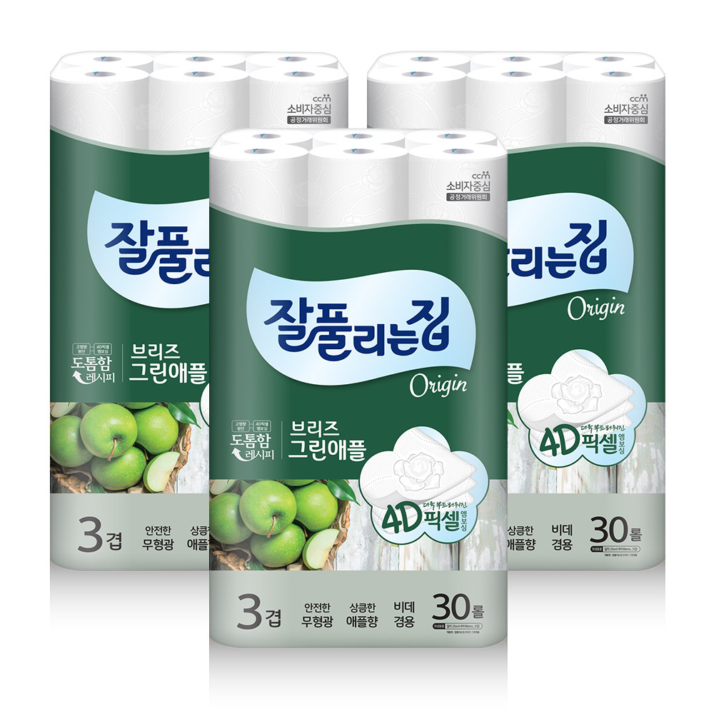<잘풀리는집> 브리즈그린애플 25m*30롤 X 3개