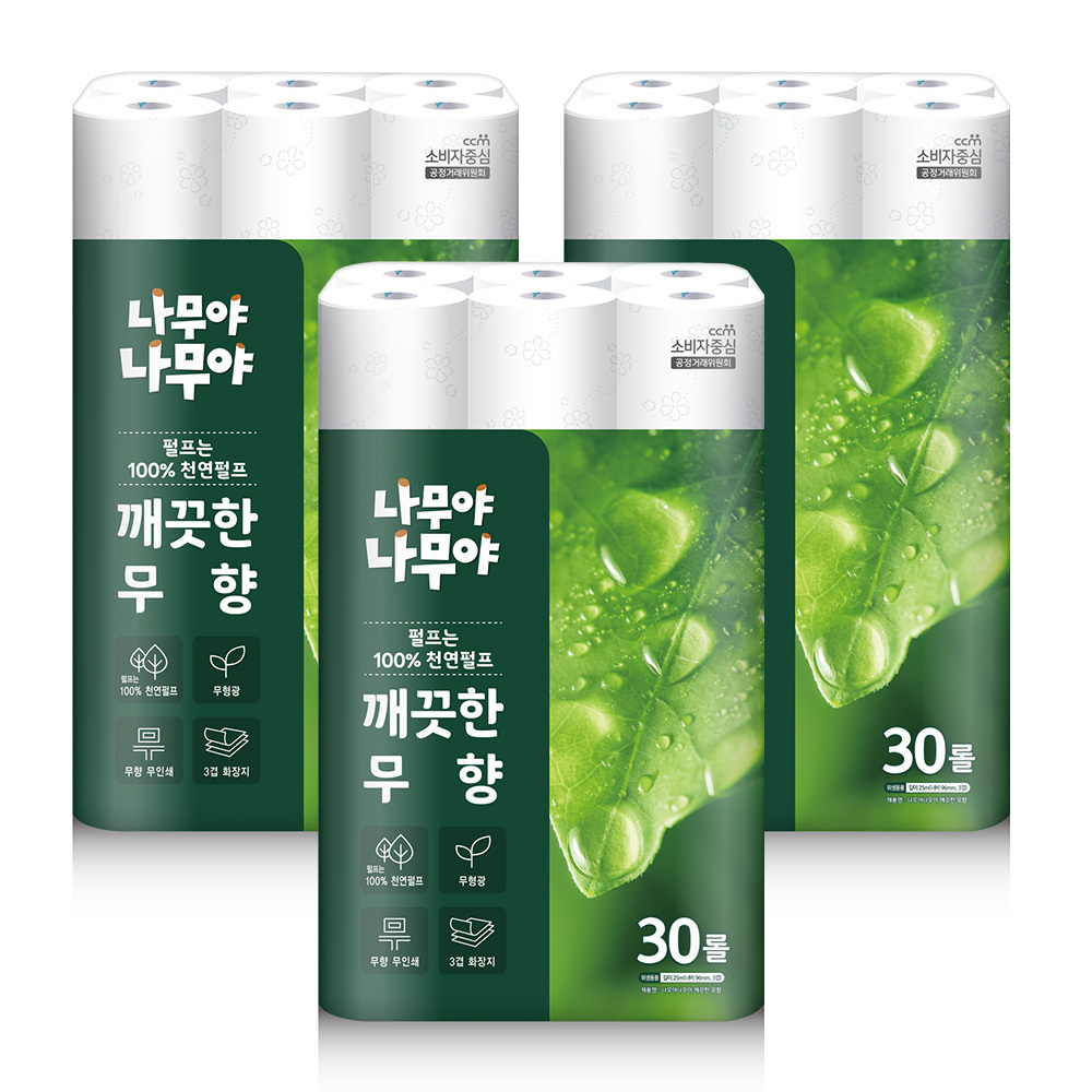 [나무야나무야] 깨끗한무향 25m*30롤 X 3개