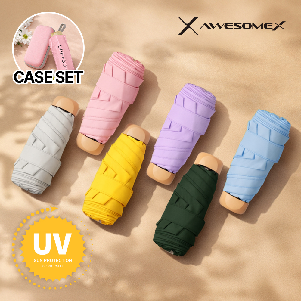 [어썸엑스] UV차단 초경량 5단 암막 파스텔 미니 양우산 (전용파우치 포함) (UPF50+) 8종 택1