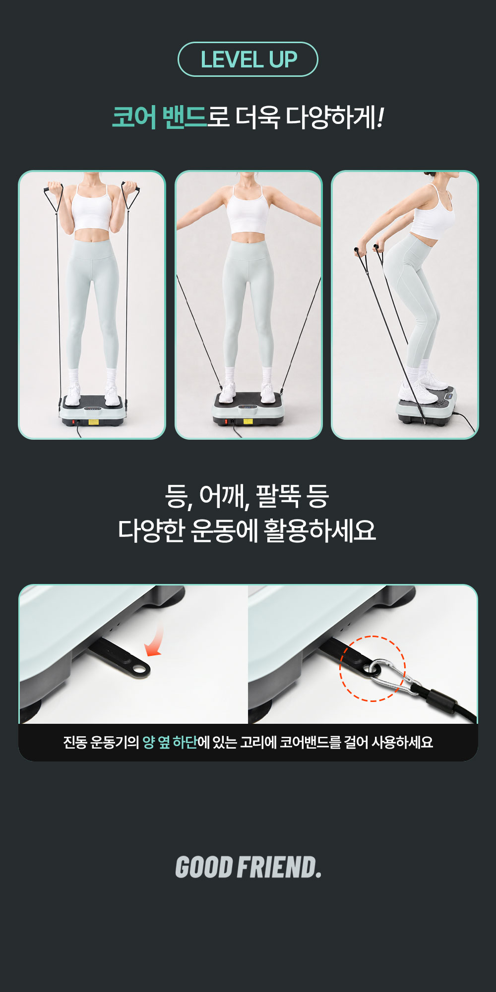 굿프렌드 밸런스휴 진동운동기 DQ-004 여름 다이어트 뱃살빼기 운동기기 헬스 전신플랭크
