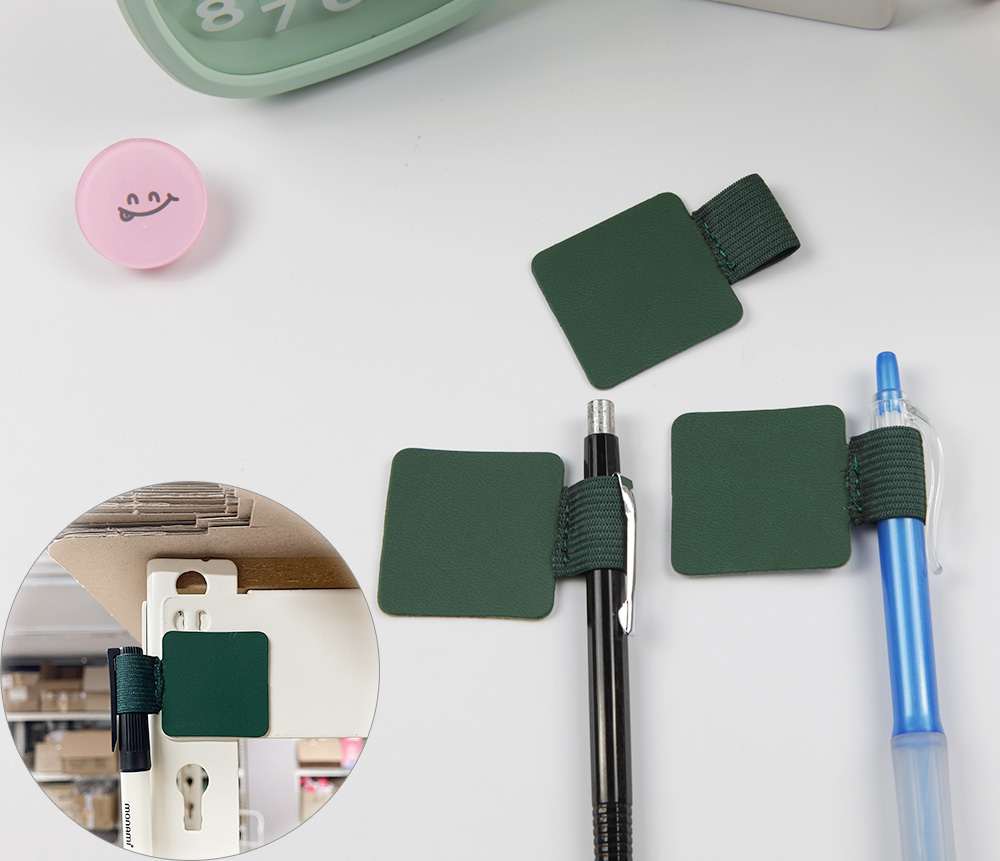 부착타입 노트 다이어리 필기도구 볼펜 홀더(녹색)1P