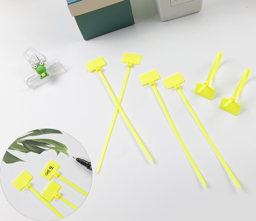 사각 메모 작성 네임택 케이블 분류 타이 노랑100P