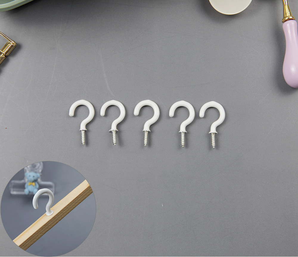 스크류타입 벽 천장 모빌 고정 후크 고리 흰색6P