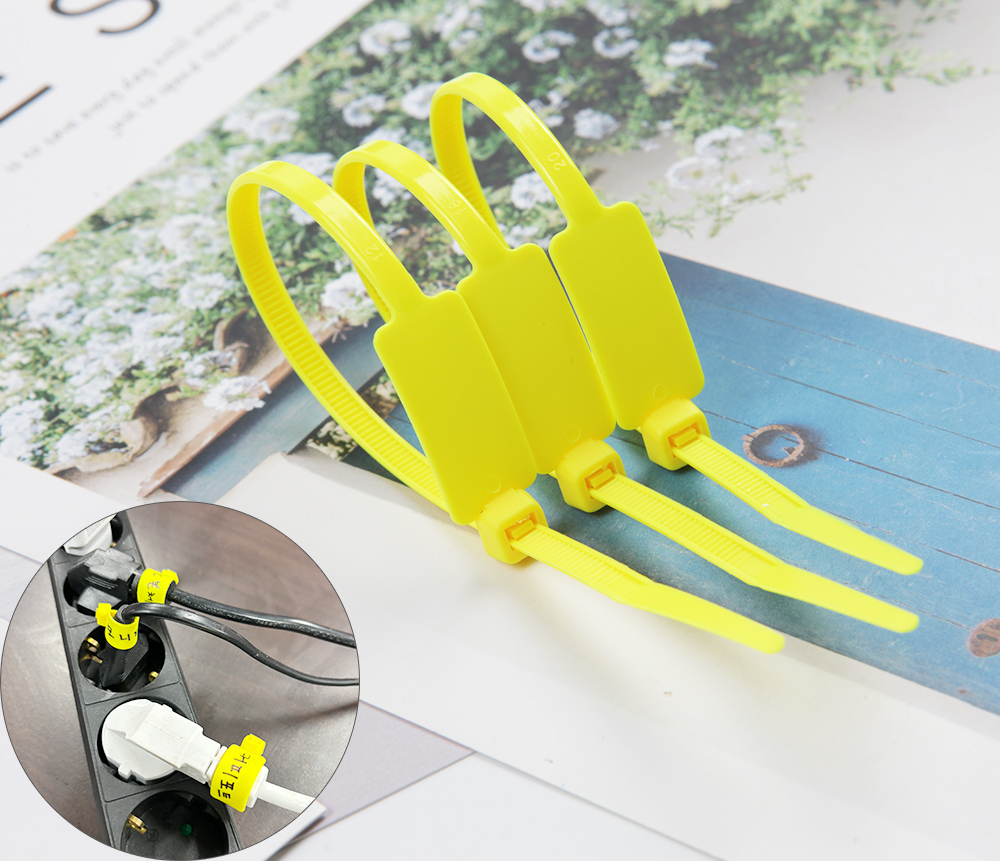 메모 세로 필기 네임텍  전선 케이블타이 노랑 100P