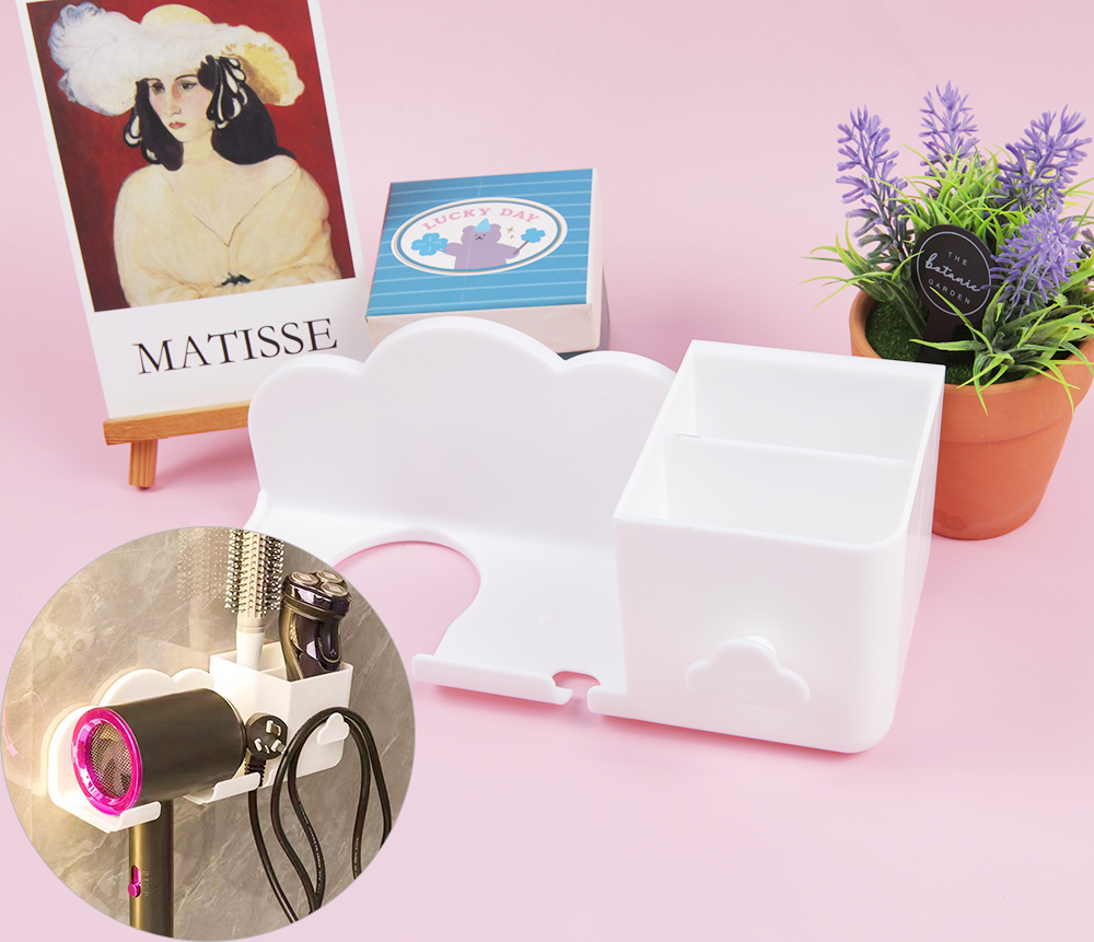 무타공 수납형 헤어 드라이기 받침 보관 거치대 1P