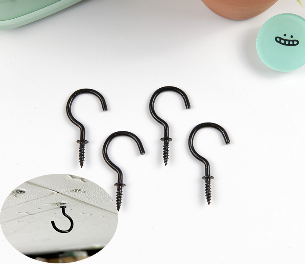 모빌 천장 스크류 나사 타입 후크 걸이 블랙 중 10P