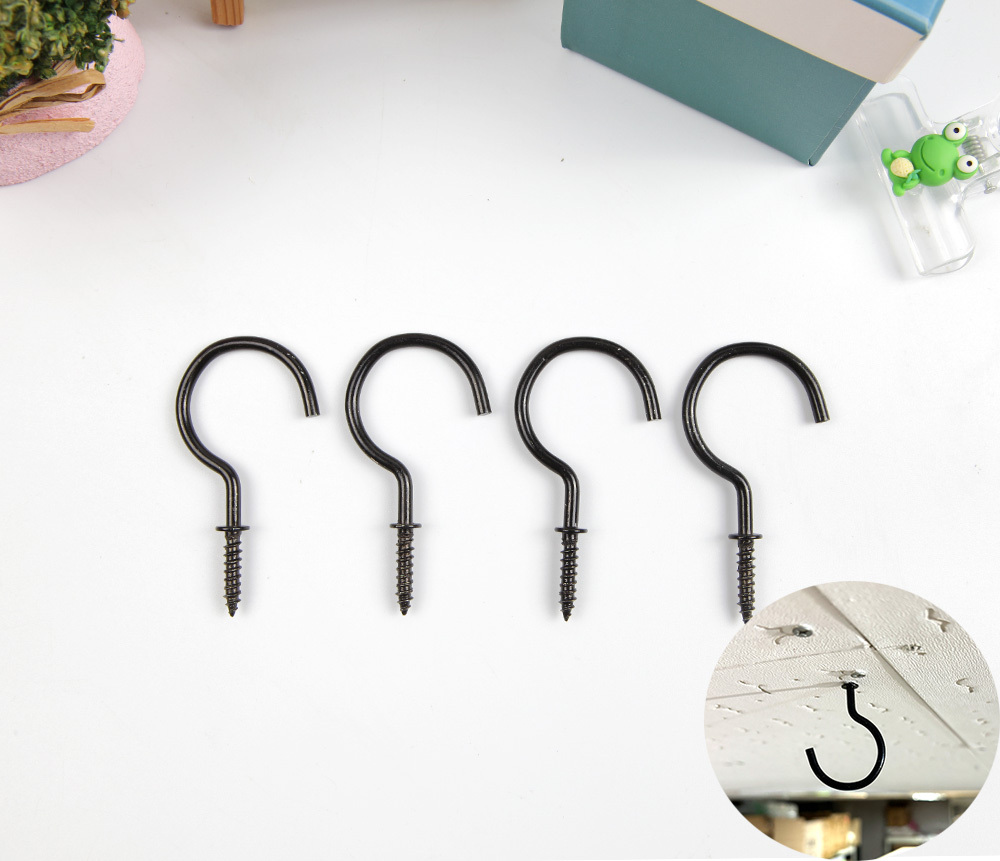 천장 고정 모빌 스크류 후크 고리 걸이 블랙 대 10P
