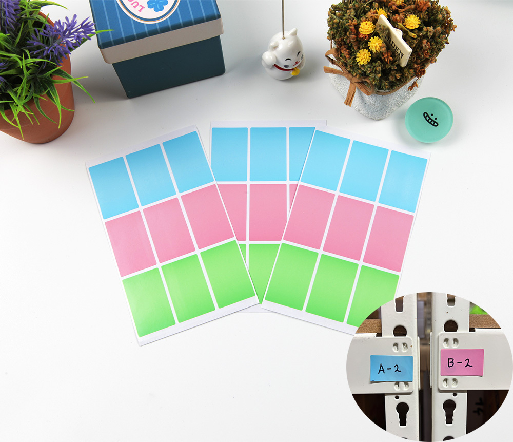 컬러 사각 학교 이름 견출지 네임택 분류 스티커 9P