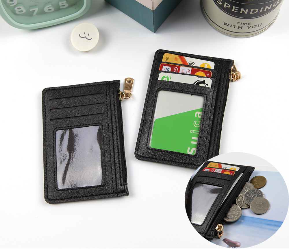 5포켓 동전 카드 명함 신분증 휴대 보관 지갑 블랙1P