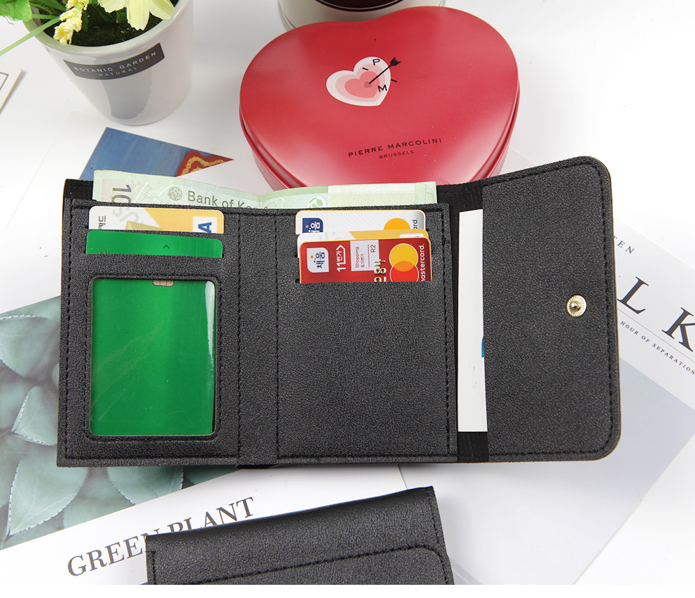 7포켓 지폐 신분증 똑딱이 카드 명함 지갑 블랙1P