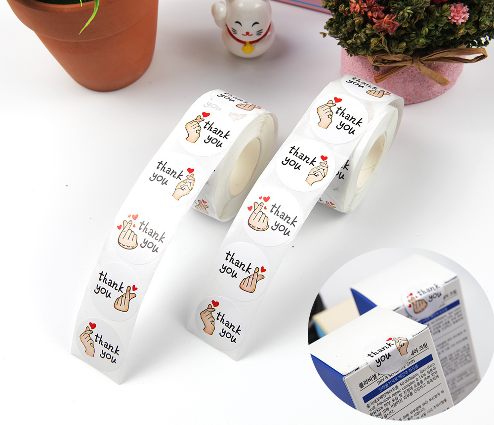 손가락 하트 땡큐 증정품 선물 봉투 스티커 4종 1P