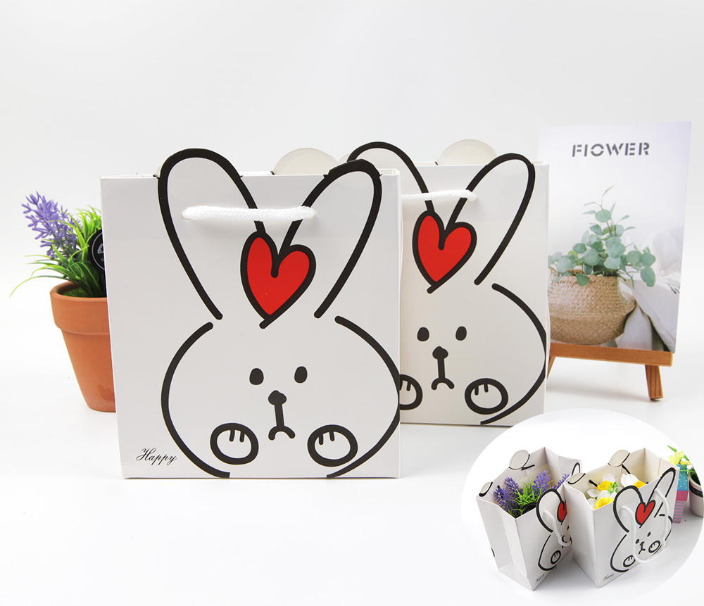 토끼 선물 상품 경품 증정품 종이 쇼핑백 백색 1P